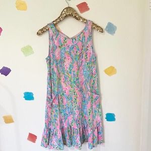 M Lilly Pulitzer Kristen Flounce in Multi Unicorn Of The Sea Cotton Dress